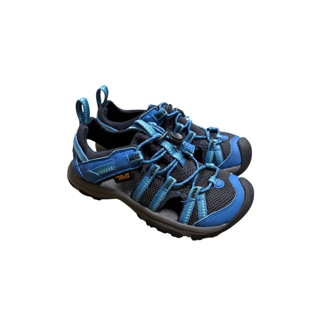 Teva Kids Manatee Blue Black Sport Sandals Bungee Closure Size 12